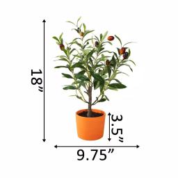 Flora Bunda 18 in. Artificial Olive Tree in Orange Terracotta Clay Pot thumbnail 2