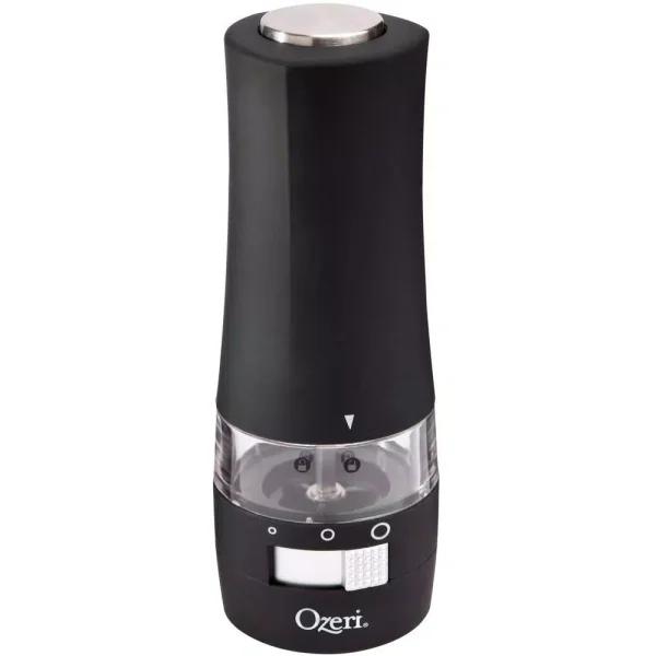 Ozeri Savore Soft Touch Electric Pepper Mill and Grinder, Adjustable Ceramic Mechanism, Black