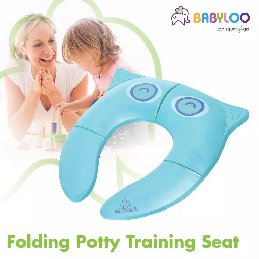 Babyloo Blue Owl Folding Toilet Seat with Travel Bag for Toddlers
