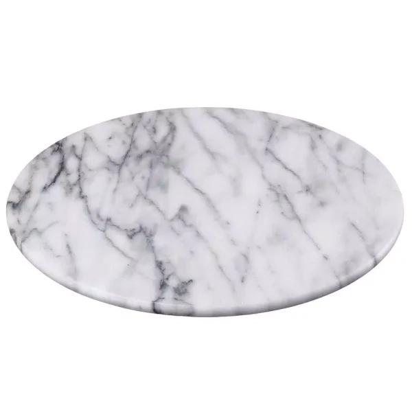 Creative Home 12 in. Natural Off-White Marble Round Serving Board for Cheese, Dessert, and Cake