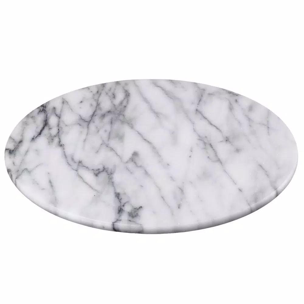Creative Home 12 in. Natural Off-White Marble Round Serving Board for Cheese, Dessert, and Cake