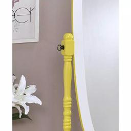 ORE International Modern Canary Yellow and White Oval Wood Tilting Cheval Standing Mirror, 59.25 in. thumbnail 3