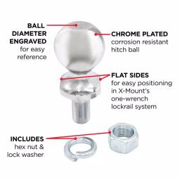 TowSmart 2,000 lb. Capacity Chrome Hitch Ball, 1-7/8 in. x 3/4 in. Shank thumbnail 4