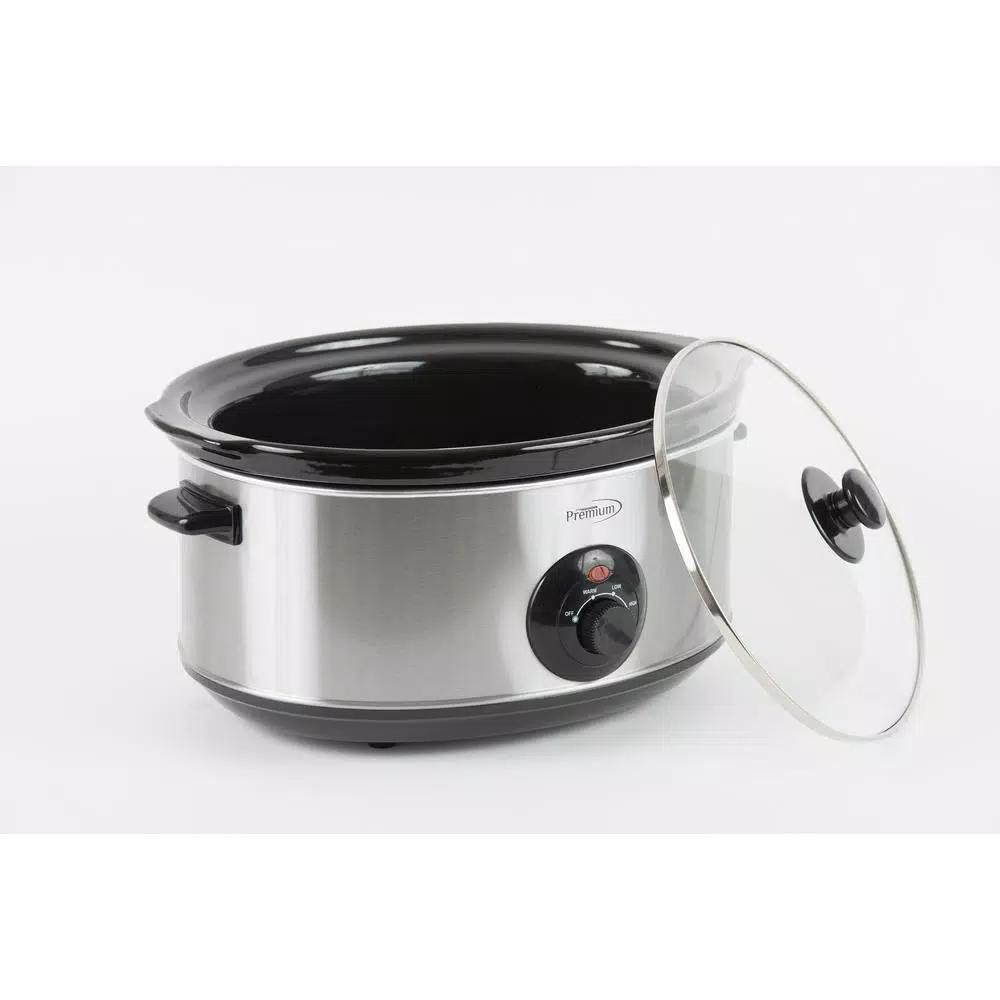 PREMIUM 7 Qt. Stainless Steel Slow Cooker with Keep Warm Setting, Oval