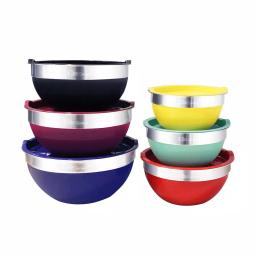 Elite Gourmet 12-Piece Stainless Steel Colored Mixing Bowl Set with Lids thumbnail 1