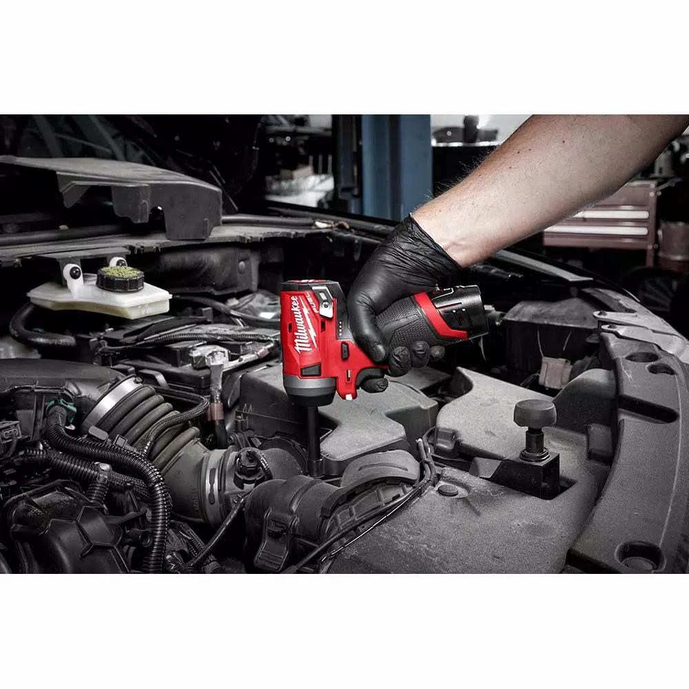 Milwaukee M12 FUEL 12V Brushless 1/4 in. Stubby Impact Wrench with 2.0 Ah Battery