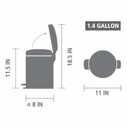 Brabantia Icon 1.3 Gal. White Steel Step-On Trash Can with Soft-Close Lid thumbnail 6