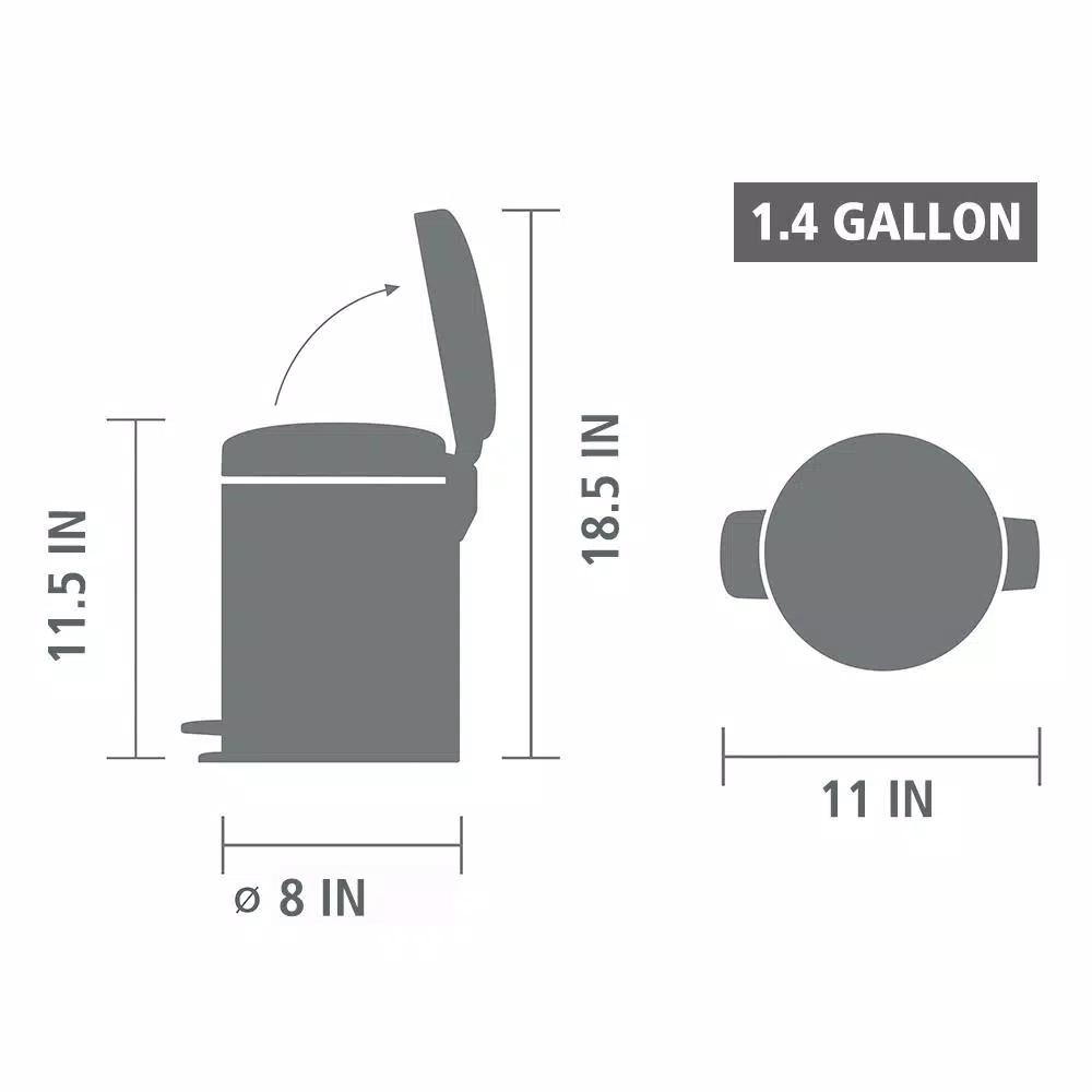 Brabantia Icon 1.3 Gal. White Steel Step-On Trash Can with Soft-Close Lid
