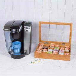 Creative Home Natural Bamboo Single Serve Coffee Pod Holder with Acrylic Cover, Holds 24 Pods thumbnail 6