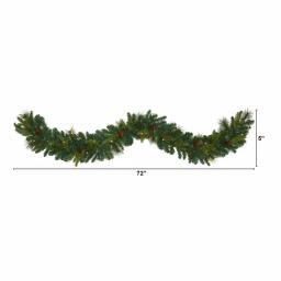 Nearly Natural 6 ft. Pre-lit Mixed Pine and Pinecone Artificial Garland with 35 LED Lights thumbnail 2