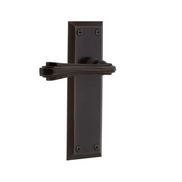 Nostalgic Warehouse Fleur Double Dummy Lever with New York Plate in Timeless Bronze