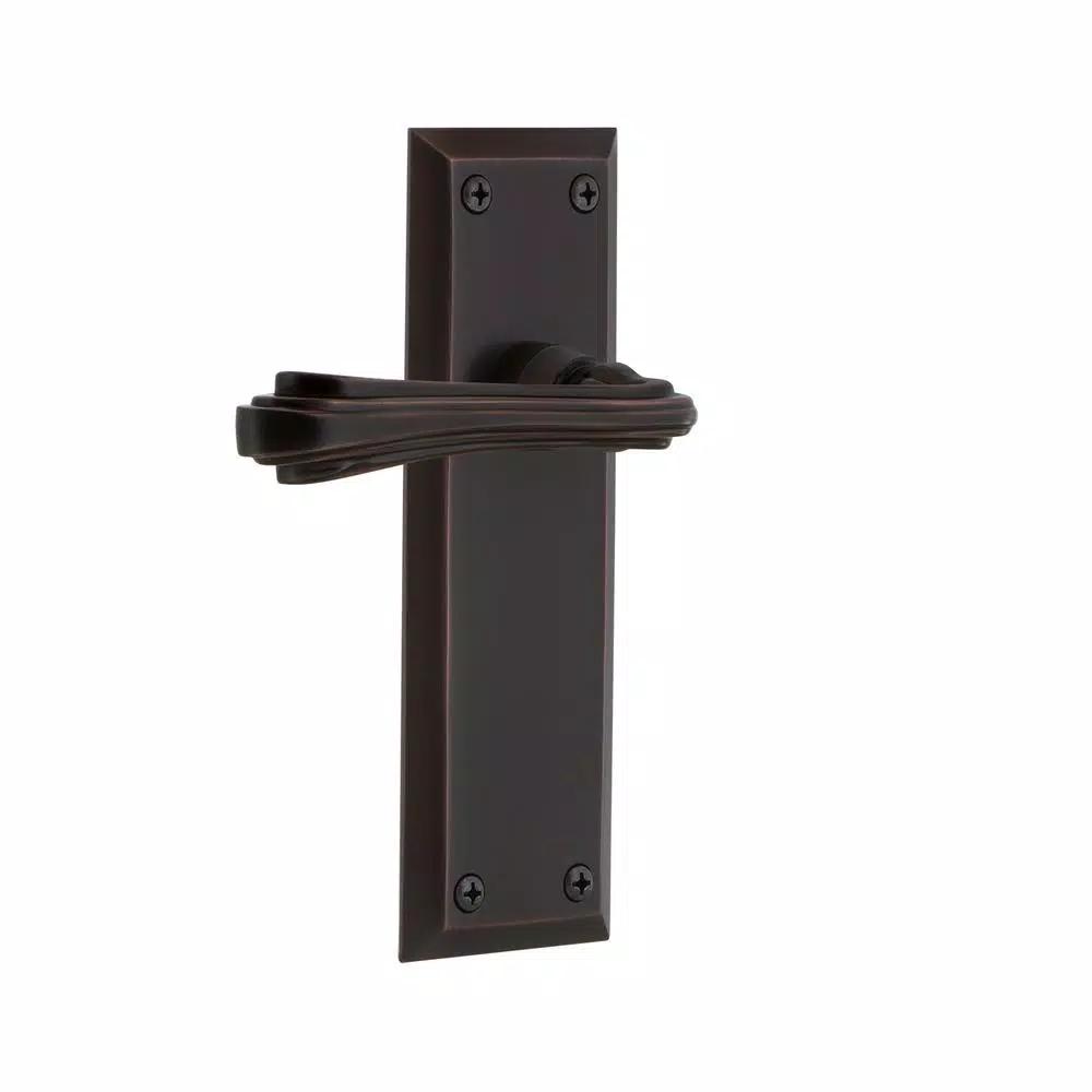 Nostalgic Warehouse Fleur Double Dummy Lever with New York Plate in Timeless Bronze