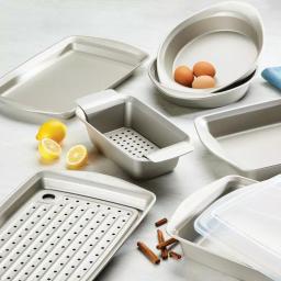 Rachael Ray 3-Piece Nonstick Steel Bakeware Cookie Pan Set, Silver thumbnail 4