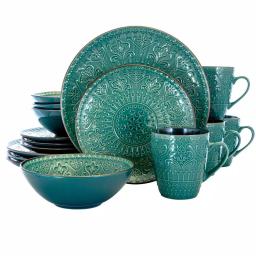 Elama 16-Piece Sea Green Stoneware Dinnerware Set, Service for 4 thumbnail 1