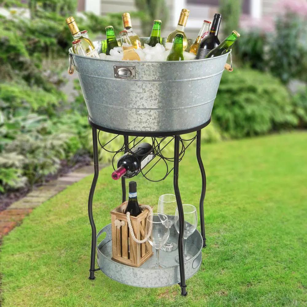 Artland Oasis XL Galvanized Steel Party Station with 30 Gal Tub and Stand