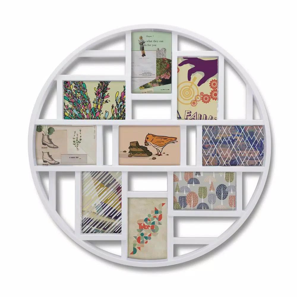 Umbra Luna White Multi-Opening Collage Picture Frame, Holds 9 Photos