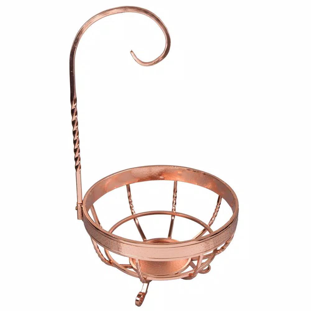 Creative Home Deluxe Copper Plated Wrought Iron Fruit Basket with Removable Banana and Grape Hanger