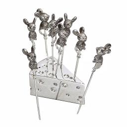 Heim Concept 8-Piece Silver Plated Metal Mouse Cheese Picks with Crystal Accents thumbnail 1