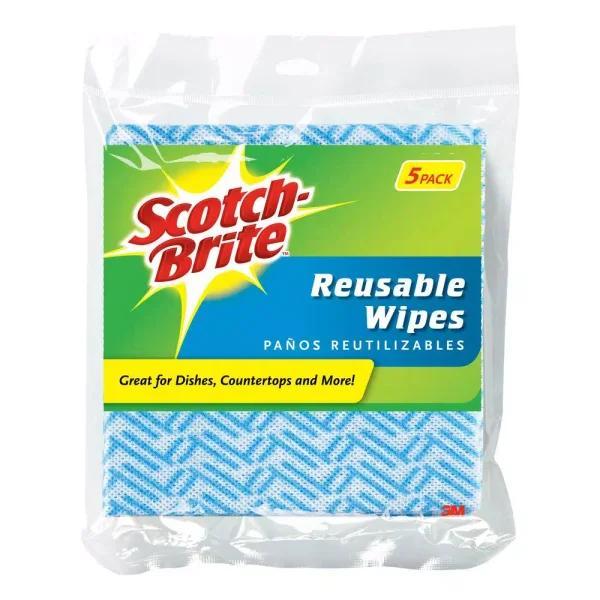 Scotch-Brite Blue Reusable Kitchen Wipes, 5 per Pack, Case of 12