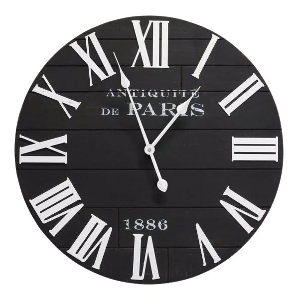 Stratton Home Decor 24 in. Vincent Black and White Wood Wall Clock