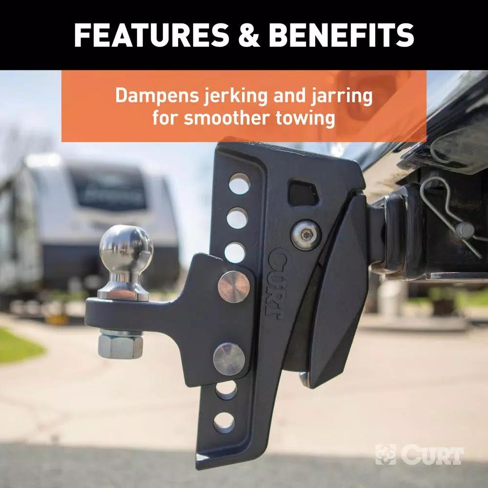 CURT Rebellion XD Adjustable Cushion Hitch Ball Mount with ShockDrop Technology