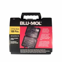 Blu-Mol 100-Piece Steel Drill Bit and Driver Set with Carbide Masonry and Black Oxide Bits thumbnail 2