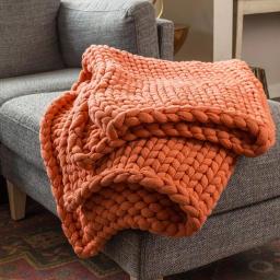 DONNA SHARP Coral Chunky Knit Acrylic Throw Blanket, 40 x 50 in thumbnail 1