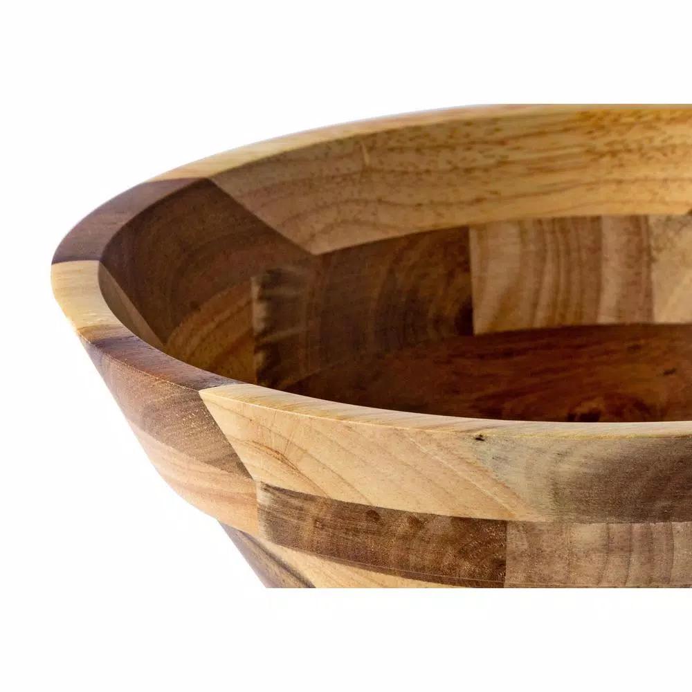 Casa Bellante 10 in. Rubberwood Serving Bowl, 62 fl. oz. Round Wooden Bowl