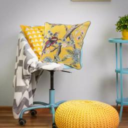 LR Home Scenic Yellow Floral Birds Throw Pillow - 20 x 20 in. Cotton Square Accent Pillow thumbnail 10