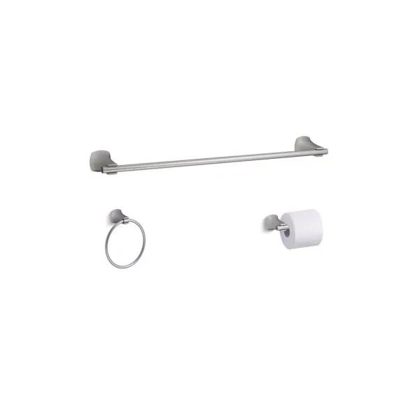 KOHLER Rubicon 3-Piece Bathroom Hardware Set, Vibrant Brushed Nickel