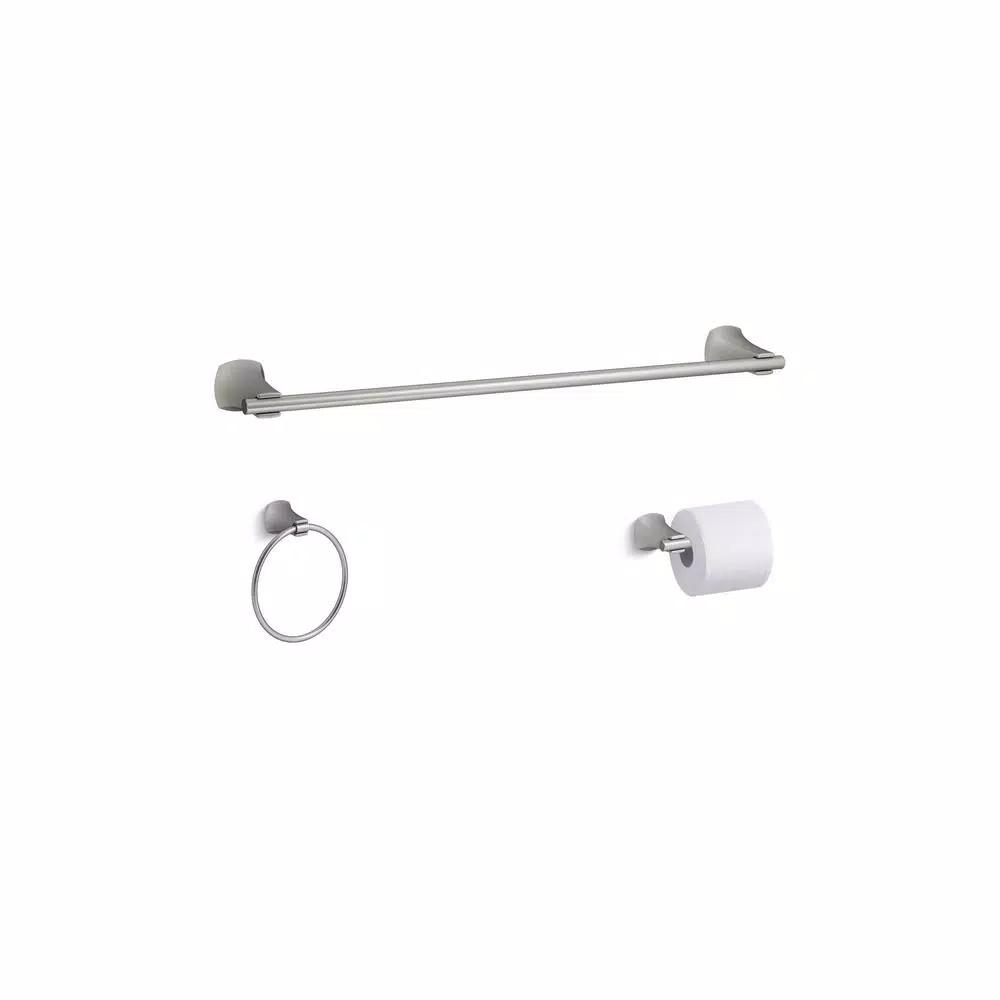 KOHLER Rubicon 3-Piece Bathroom Hardware Set, Vibrant Brushed Nickel