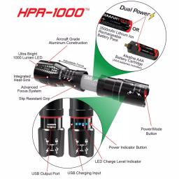 Smartech Products DuoTec HPR-1000 1000 Lumens Rechargeable LED Flashlight & 3500 mAh Power Bank thumbnail 3