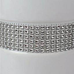 Unbranded White Ceramic Toilet Brush Holder with Sequin Accents and Stainless Steel Handle thumbnail 3