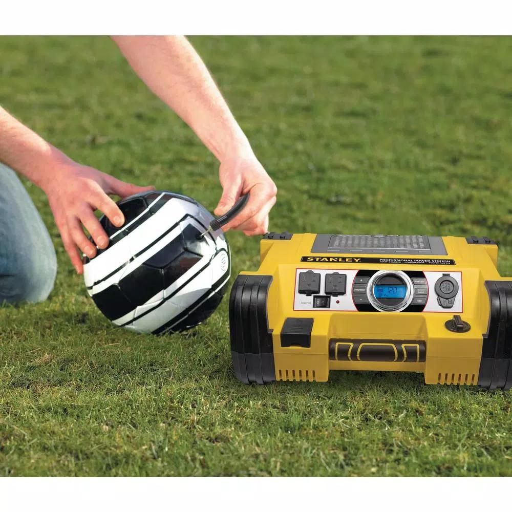 Stanley PPRH7DS Professional Power Station: 1400 Peak Amp Jump Starter, 500W Inverter & 120 PSI Air Compressor