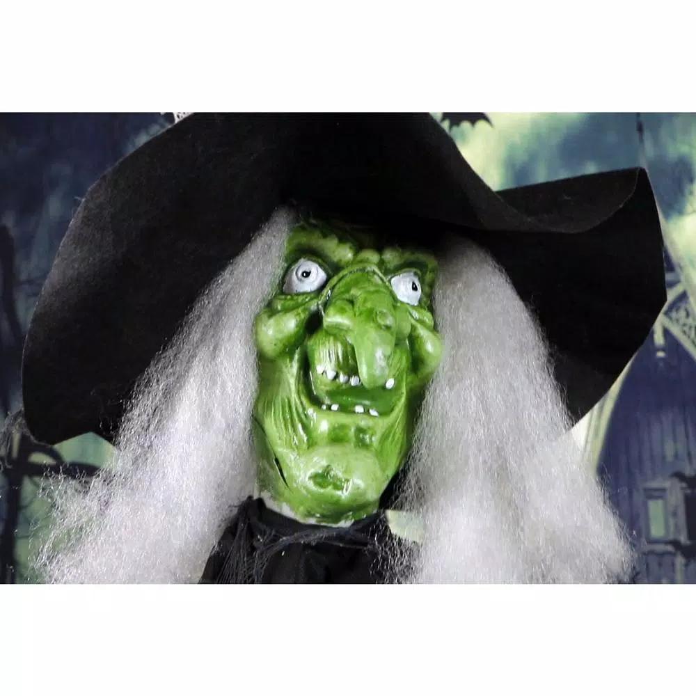 Haunted Hill Farm 6.5 ft. Animatronic Wicked Witch Halloween Prop with Sound and Light