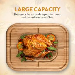 Unbranded Bambsi Bamboo Meat Carving Board with Pyramid Design and Juice Groove, Reversible Large Cutting Board thumbnail 5