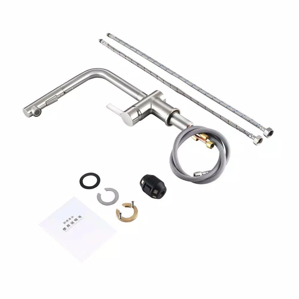 Vanity Art Brushed Nickel Single-Handle Pull Out Kitchen Faucet with 360 Degree Swivel Spout