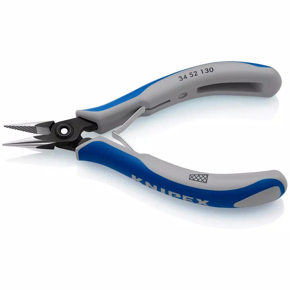 KNIPEX 5-1/4 in. Precision Electronics Gripping Pliers with Half-Round Cross Hatched Jaws