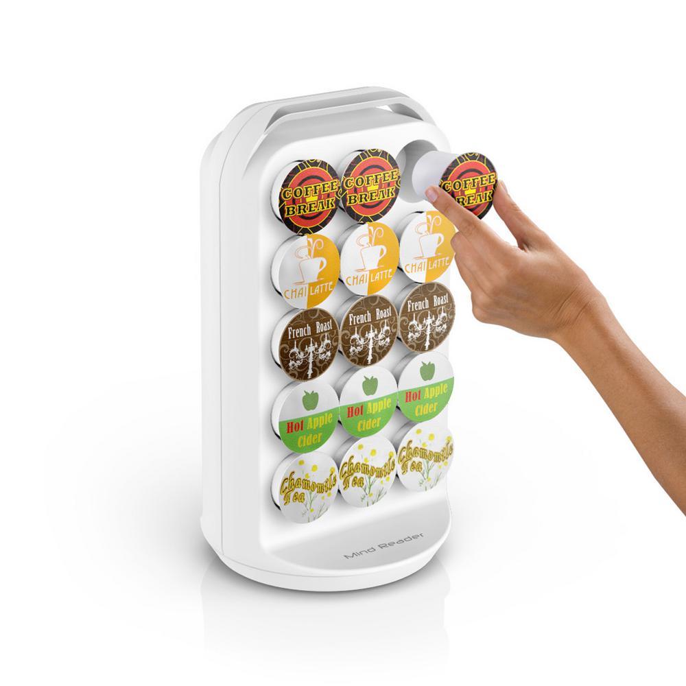 Mind Reader Apollo 30-Capacity White K-Cup Storage and Coffee Pod Carousel for Keurig