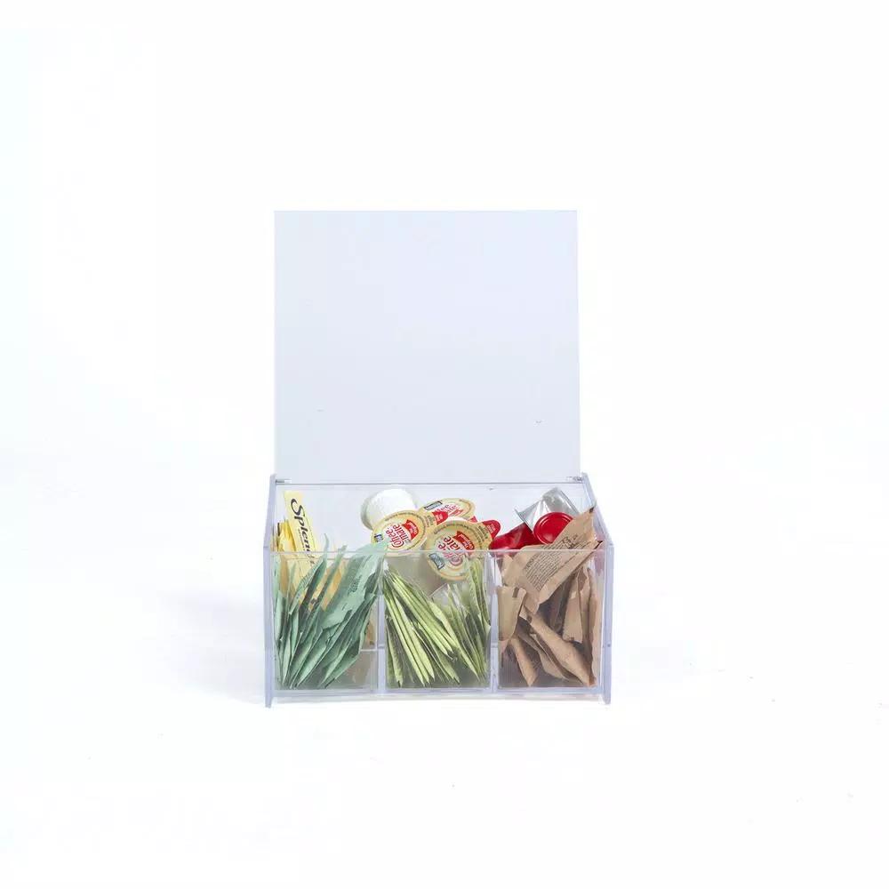 Mind Reader Clear Acrylic 6-Compartment Tea Bag Organizer and Pantry Storage Container with Lid