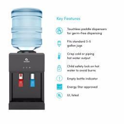Avalon Countertop Top Loading Water Cooler Dispenser, Hot & Cold, Black thumbnail 4