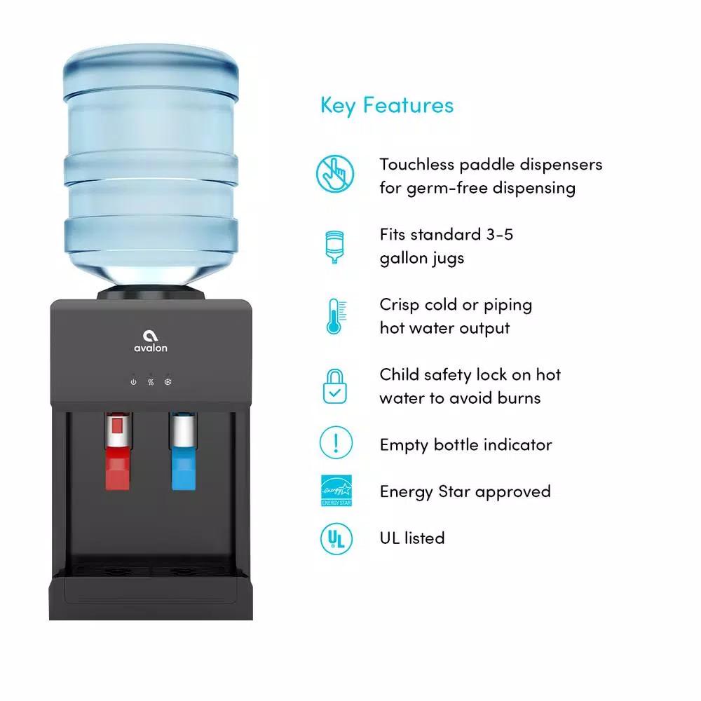 Avalon Countertop Top Loading Water Cooler Dispenser, Hot & Cold, Black