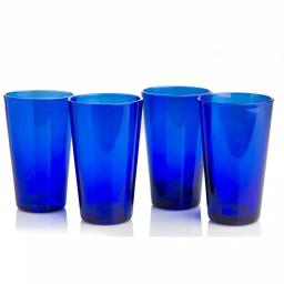 Abigails Blue Rain Drop Highball Glass Set of 4 - Mouth-Blown Bubble Glassware thumbnail 2