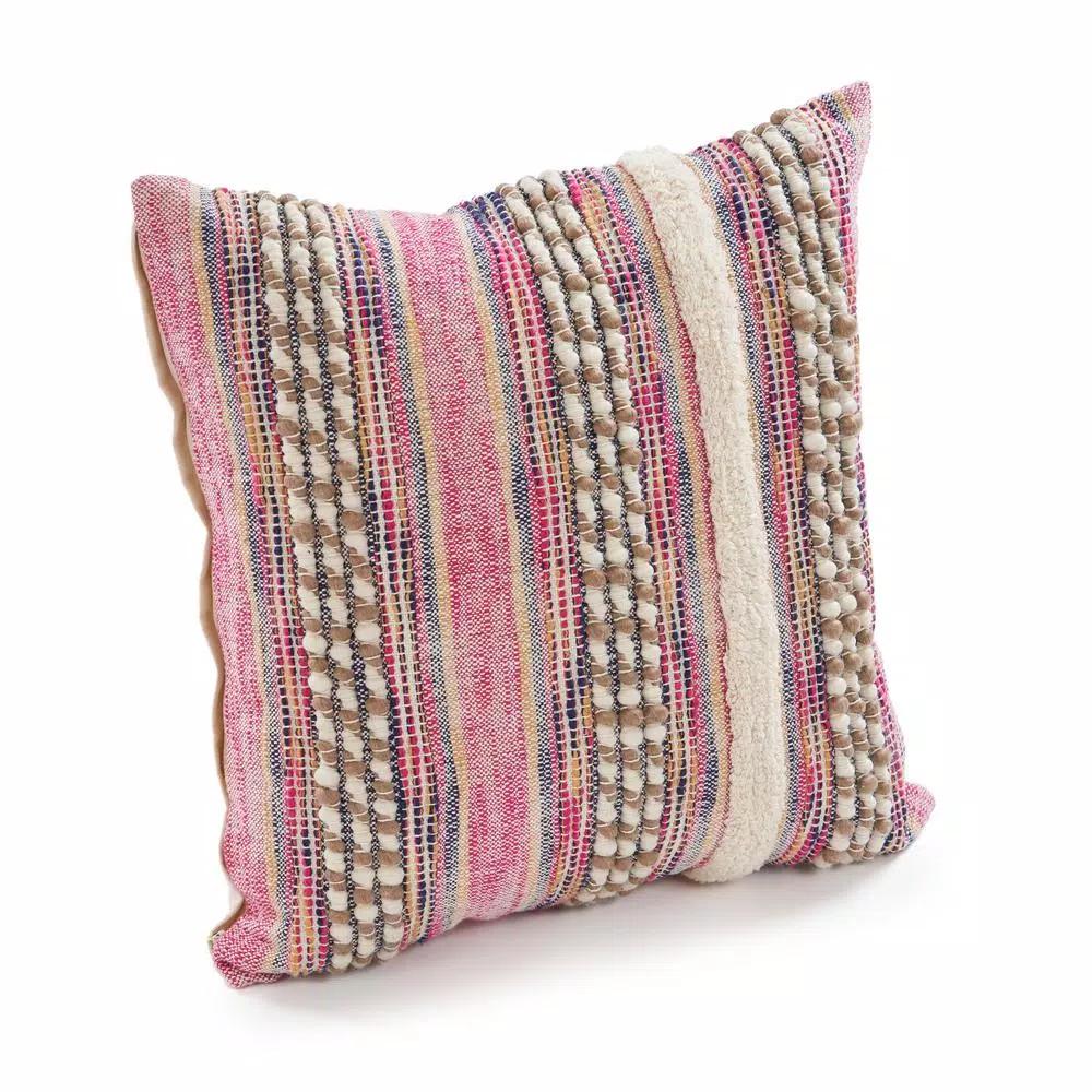 LR Resources Eclectic Pink Striped Hypoallergenic Throw Pillow, 18 x 18 in.