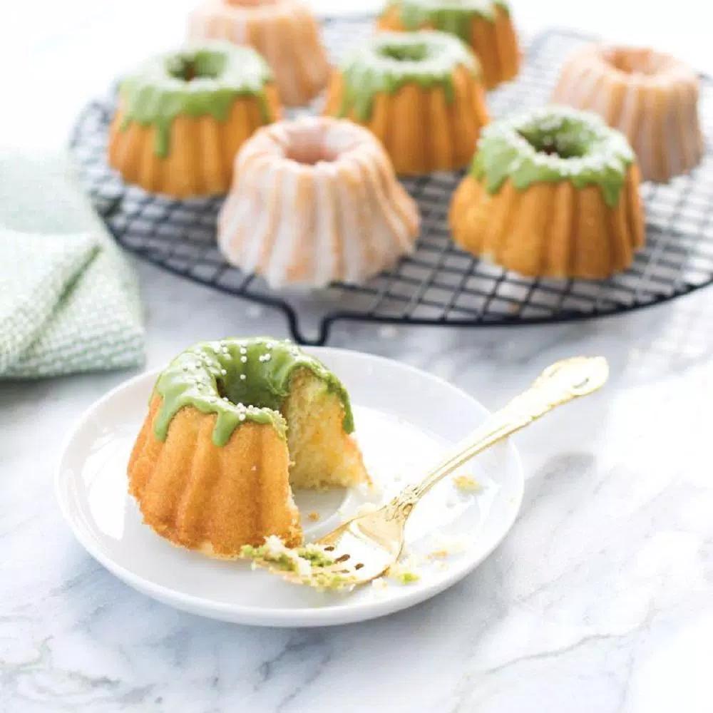 Nordic Ware Anniversary Fluted Mini Bundt Cake Pan, Cast Aluminum, Nonstick