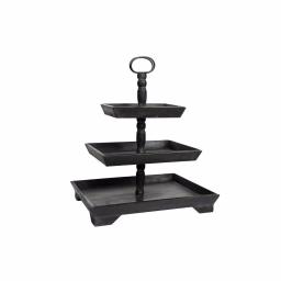 3R Studios Black Wood Three Tier Decorative Tray with Handles thumbnail 4