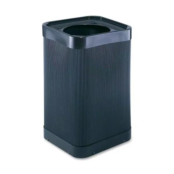 Safco 38 Gal. High-Density Polyethylene Trash Can with Lid, Black