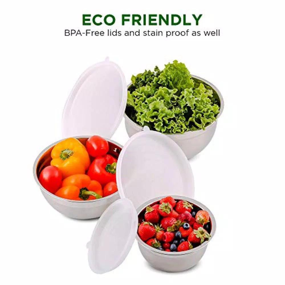 Ovente 3-Piece Stainless Steel Mixing Bowls Set with Lids