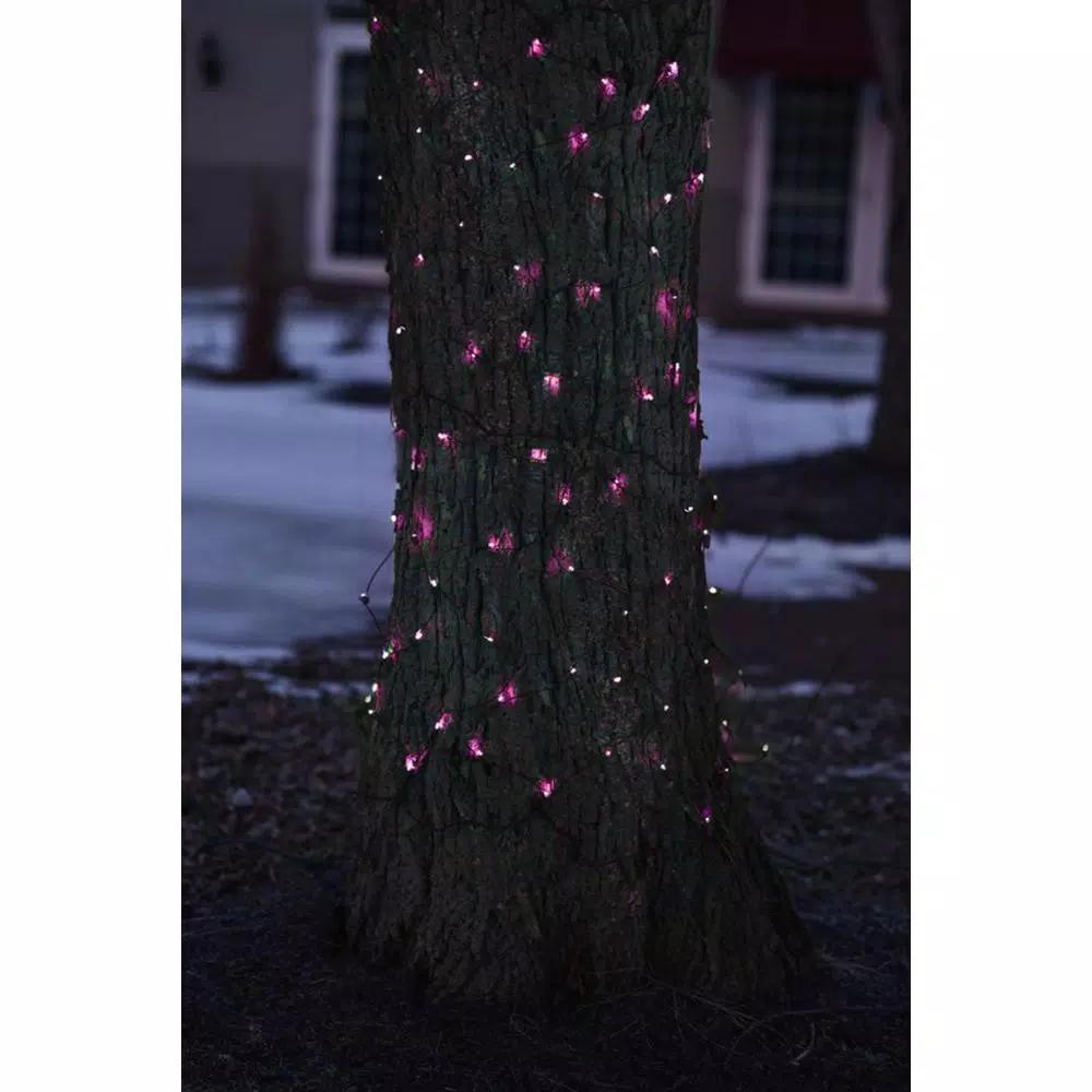 Northlight 2 ft. x 8 ft. Pink LED Net Style Christmas Tree Trunk Wrap Lights with Brown Wire