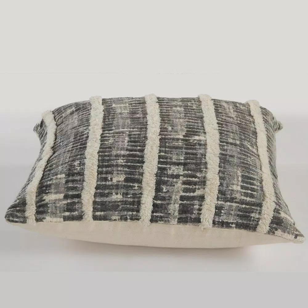 LR Resources Black and Gray Striped Hypoallergenic Throw Pillow, 18 x 18 in.